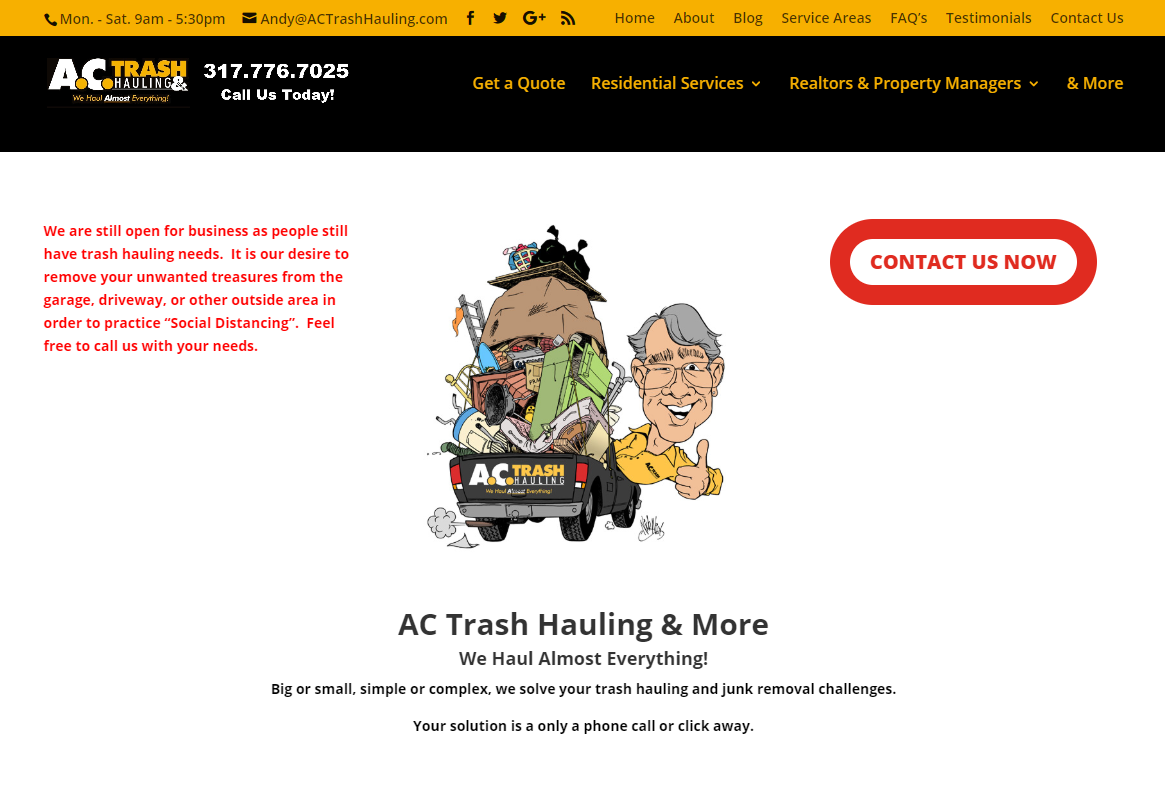 ac trash hauling website no contact example