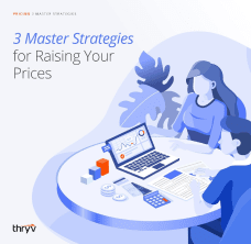 A clipart of two women at a round table looking at a laptop and the header saying 3 Master Strategies for Raising Your Prices